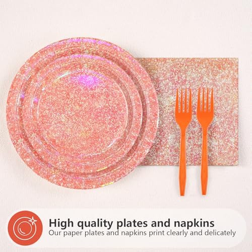 96Pcs Iridescent Rose Gold Birthday Party Decorations, Serves 24 - Image 2