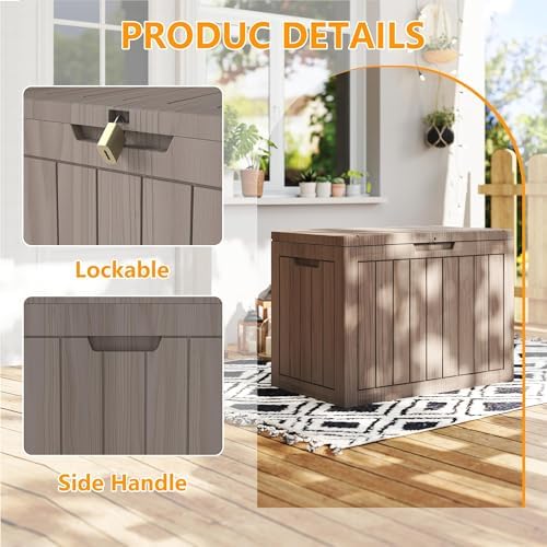 Outdoor Storage Box, 50 Gallon Waterproof Deck Box, Snap-Together Storage Bin for Chair Cushions, Porch Throw Pillows, Lockable Small Coffee Table Ottoman, Patio Garden, Grey - Image 4