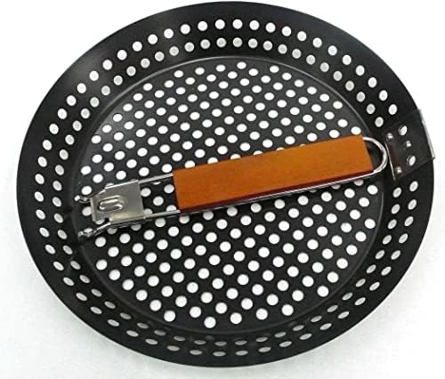 12" Non-Stick Grilling Skillet with Removable Handle - Large Grill Pan & Deep Fryer Strainer Basket for Seafood & Vegetables - Indoor & Outdoor BBQ Grill & Restaurant Use by Mr. Bar-B-Q 06750X - Image 3