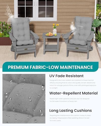 SERWALL HDPE Outdoor Rocking Cushion Set of 2, Dark Gray - Image 5