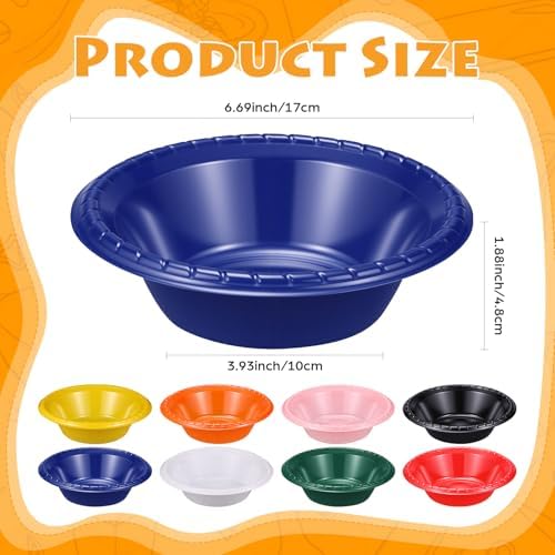 24 Pack 16oz Blue Disposable Plastic Bowls Dessert, Ice Cream, Salad, Soup Serving Cups for Party, Picnic, Food Snacks (Blue) - Image 2