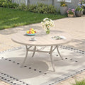 Outdoor Dining Table for 6, 50" Round Outdoor Table with Adjustable Umbrella Hole, All-Weather Metal Patio Dining Table for Lawn Garden Backyard Deck, Sandshell by ProvideOutdoorSolutions