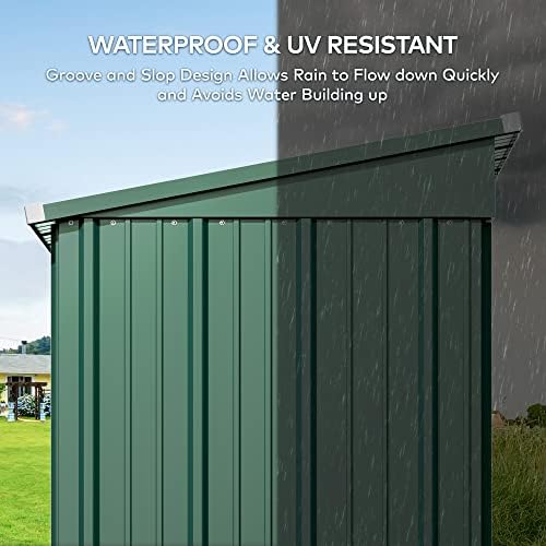 Gizoon 5x3 FT Outdoor Shed, Galvanized Metal Shed Lockable Door, Green - Image 6