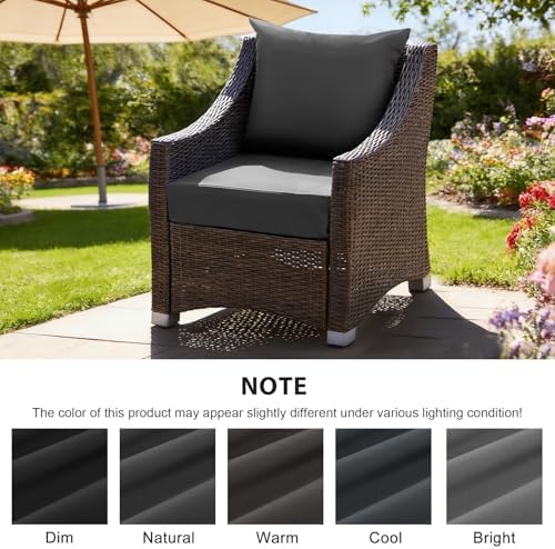 Outdoor Deep Seat Cushion Set, 24x24 Inch, Dark Grey, Set of 4 - Image 6