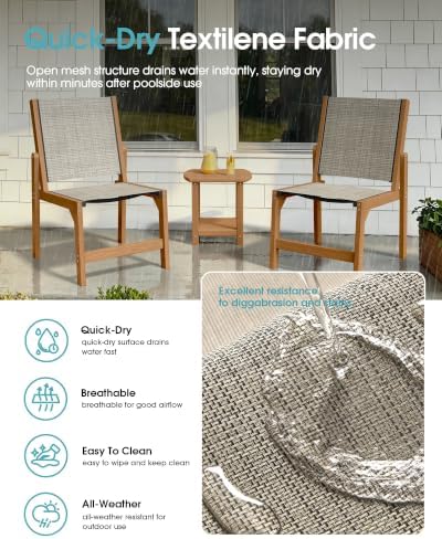 Ciokea HDPE Outdoor Dining Chair, Patio Stackable Porch Chairs, Teak - Image 5