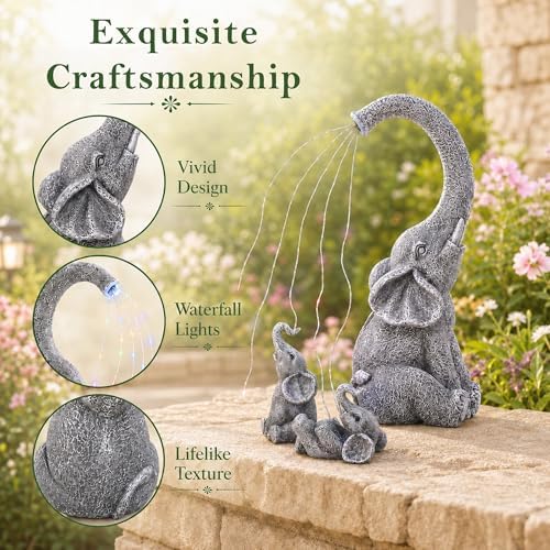 Qeeman Solar Elephant for Garden Decor: Weatherproof Resin Statues - Image 4