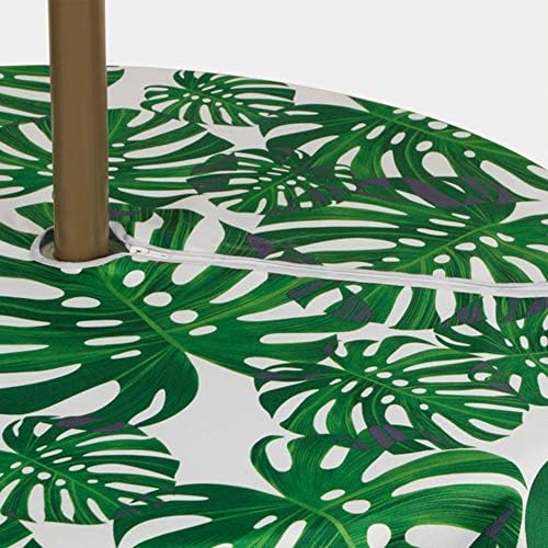 ColorBird Spring & Summer Palm Leaf Outdoor Tablecloth Waterproof Spillproof Polyester Table Cover with Zipper Umbrella Hole for Patio Garden Tabletop Decor, 60" Square, Zippered - Image 2
