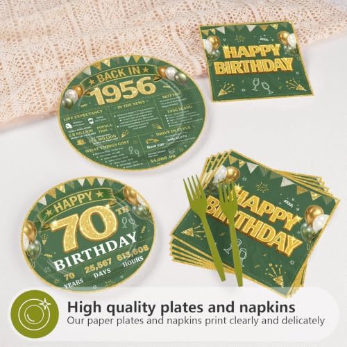 96 Pcs Sage Green and Gold 70th Birthday Party Decorations, Serves 24 - Image 4