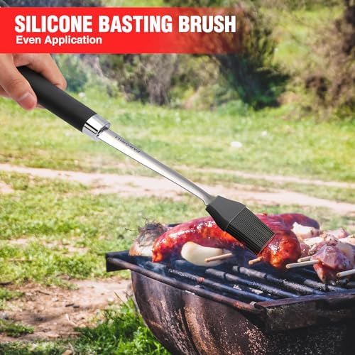 PARGRILL Grill Accessories Heavy Duty BBQ Set Gifts for Men/Women - Premium Stainless Steel Spatula, Fork, Brush & Tongs, Barbecue Utensils Tool Kit Gift for Grilling Lover Outdoor - Image 5