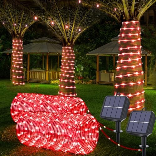 Solar Rope Lights, 2 Packs Total 132ft 400LED Solar String Lights, 8 Modes by Jnaurb