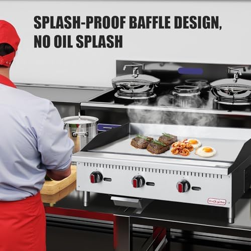 Commercial Gas Griddle - 36" Countertop Griddle. 90,000 BTU Flat Top Griddle, Natural Gas (NG) / Propane, CSA Certified Stainless Steel Teppanyaki Grill for Restaurants - Image 6