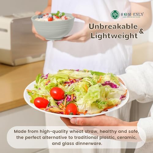 Homienly 40 PCS Wheat Straw Plates and Bowls Sets, Cups Sets, Service for 8, Unbreakable Microwave and Dishwasher Safe Dinnerware Sets,Reusbale Plastic Dishes Set - Island, Matte - Image 5