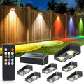 JOFIOS Fence Lights Solar Powered with Remote, 9 Fixed Colors 12 Modes, Solar Fence Lights Outdoor Waterproof, Warm/Cool White, RGB LED Deck Lights for Yard/Railing/Balcony/Patio/Stair/Outside, 8 Pack by JOFIOS