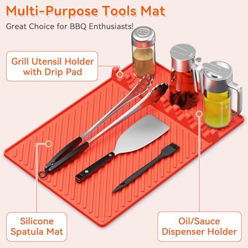 Silicone Griddle Mat for Blackstone - Magnetic Silicone Grill Tools Mat for Blackstone Accessories, Side Shelf Spatula Utensil Mats with Drip Pad for Outdoor BBQ Grill Kitchen Countertop (1-Pack) - Image 7