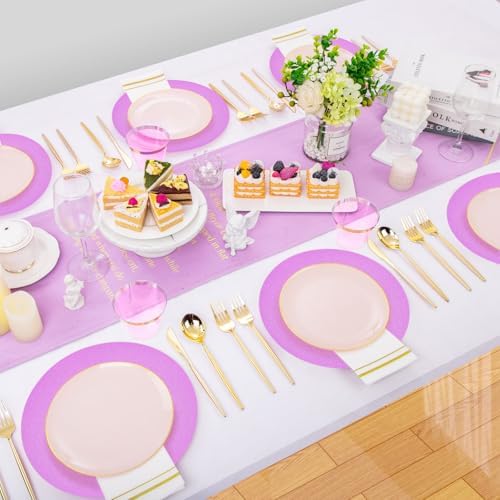 30 PCS Pink Paper Placemats Round Place Mat Glitter Disposable Paper Charger Doilies Tablemats for Birthday Wedding Dinner Table Decor(13x13inch) - Image 6