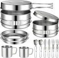 14-Piece Camping Cookware Set, 304 Stainless Steel Pots and Pans by Unknown