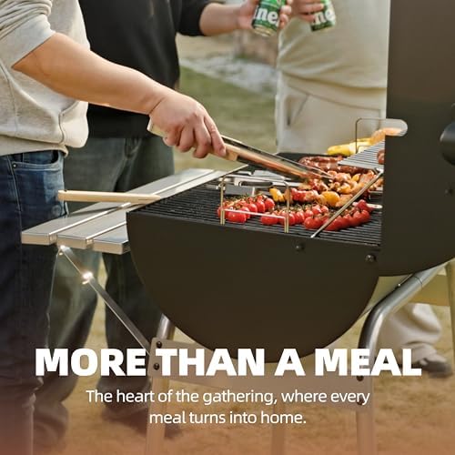 Charcoal Barrel Grill Heavy Duty 28 In. with Front and Side Shelves - Image 6
