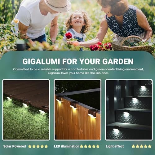 GIGALUMI Solar Deck Lights Outdoor, 16 Pack Waterproof LED Solar Lights for Stairs, Step, Fence, Railing, Yard and Patio (Cool White) - Image 6