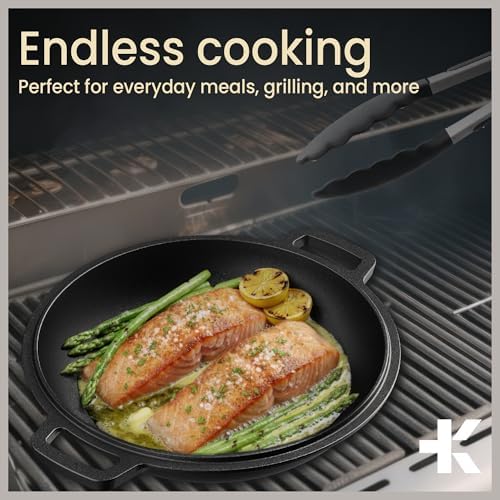 Bakken 2-in-1 Cast Iron Dutch Oven Pot with Skillet Lid, 5QT Pre-Seasoned Dutch Oven for Bread Baking, Roasting & Campfire Cooking, Heavy-Duty Indoor & Outdoor Use with Easy-Grip Dual Handles - Image 4