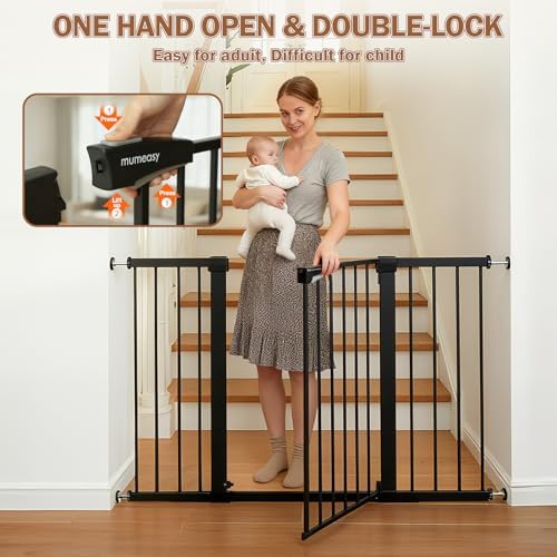 Mumeasy 29.7-51" Extra Wide Baby & Dog Safety Gate for Stairs & Doorways - Image 5