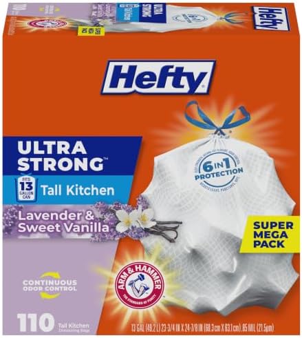Hefty Ultra Strong 13 Gal Kitchen Trash Bags, Lavender Vanilla, 110ct by Hefty