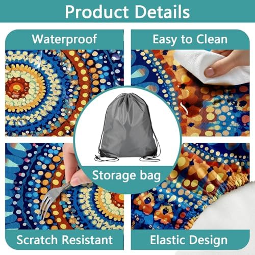 Picnic Table Cover with Bench Covers and Bag, Camping Essentials, Waterproof Windproof Camping Tablecloth, Fitted Tablecloth Cover with Elastic Edge for Indoor Outdoor 3 PCS 30x60 Inch - Image 6
