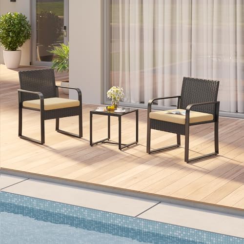 Gizoon 3 Pieces Patio Furniture Sets, Cushion-Beige - Image 6