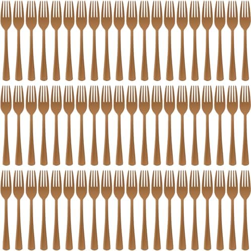 60 Pcs Gold Disposable Plastic Forks Cutlery Heavy Duty Dinnerware Plastic Silverware Flatware for Home Office School Party Picnics Restaurant Outdoor Events or Every Day Use (Gold) by Unknown