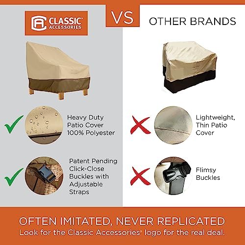 Classic Accessories Veranda Water-Resistant 60 Inch Square Patio Table Cover, Outdoor Table Cover Pebble/Bark/Earth - Image 2