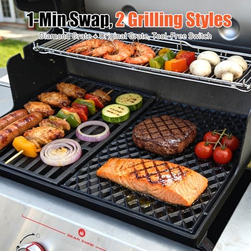 18.75" Dual Sided Diamond Sear Grill Grates for Weber Genesis II/LX 300 Ser - Image 6