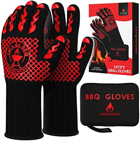 BBQ Grill & Oven Gloves 1472°F Heat Resistant | Storage Case & Gift Box by MMERCHENS