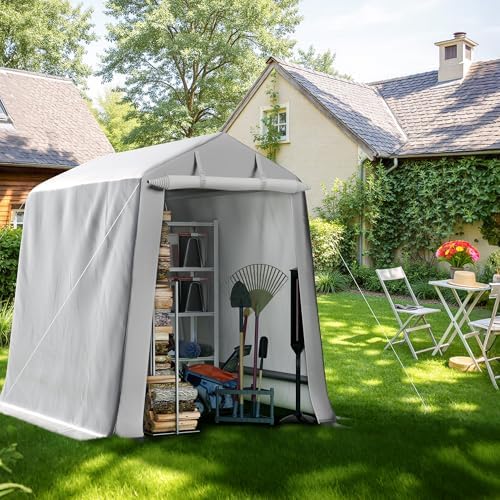 Shintenchi 6x6 FT Outdoor Storage Shed, Gray - Image 7