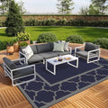 GENIMO Outdoor Rug, Waterproof Plastic Rugs 10'x14' for Camping Blue Grey by GENIMO