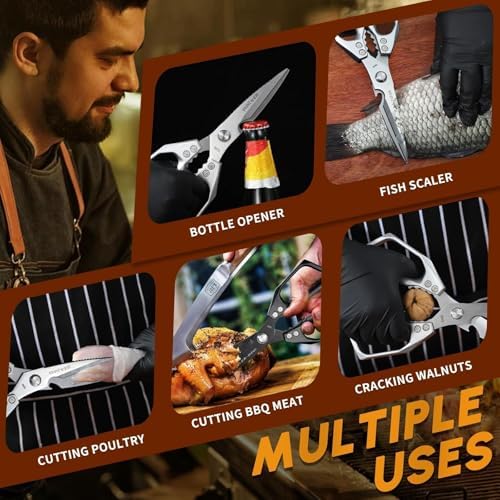 Huusk Kitchen Scissors for Food, Heavy Duty Kitchen Shears Set All Purpose - Image 4