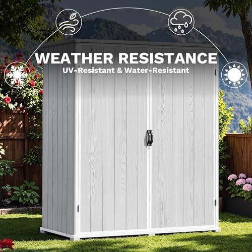 Devoko 5x3 FT Resin Outdoor Storage Cabinet, Plastic Shed with Floor - Image 5