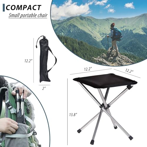 13.8in Portable Camping Stool, Compact Lightweight Folding Chair for Adults - Image 2