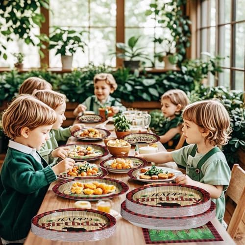 Greencian 96Pcs Lumberjack Wild One Birthday Party Decorations, Serves 24 - Image 5