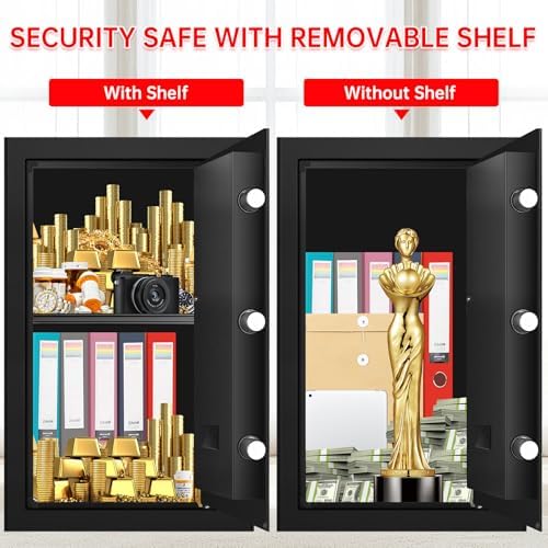 3.4 Cuft Large Safes for Home Use Fire and Water Proof, Anti-Theft Digital Home Safe With Programmable Keypad & Spare Keys, Home Safes Water and Fireproof for Documents Money Valuables - Image 5