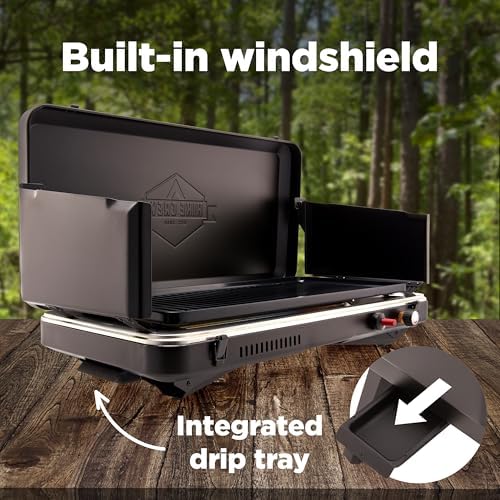 Hike Crew Gas Camping Grill | 13,000 BTU | Portable Propane Burner | Foldable Legs | Integrated Igniter & Included Regulator w/Stainless Steel Drip Tray | Wind Panels & Built-in Carrying Handle - Image 5