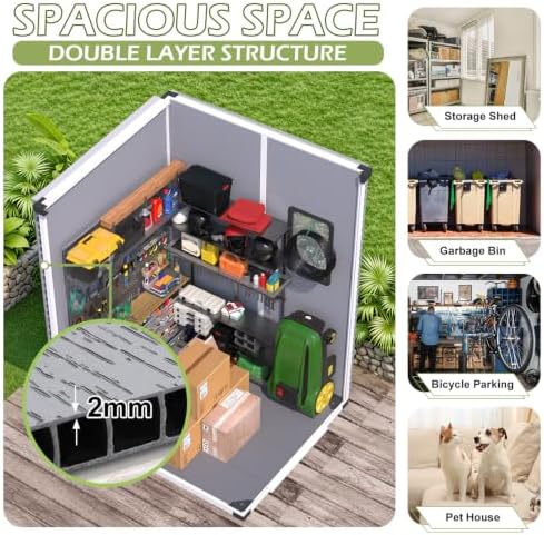 5 x 4 FT Plastic Outdoor Storage Shed with Floor, Resin Garden Shed - Image 3