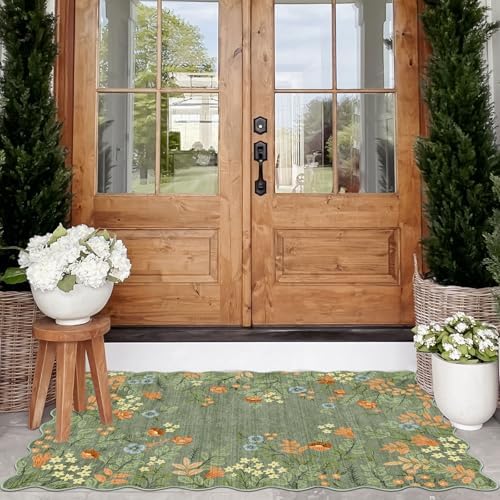 Floral Outdoor Rug, 28"x43" Front Door Mat Indoor Outside Entrance - Image 3