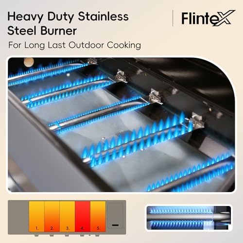 Flintex 5-Burner Gas Grill & Griddle with Side Burner, 698 sq.in Dual Fuel - Image 7