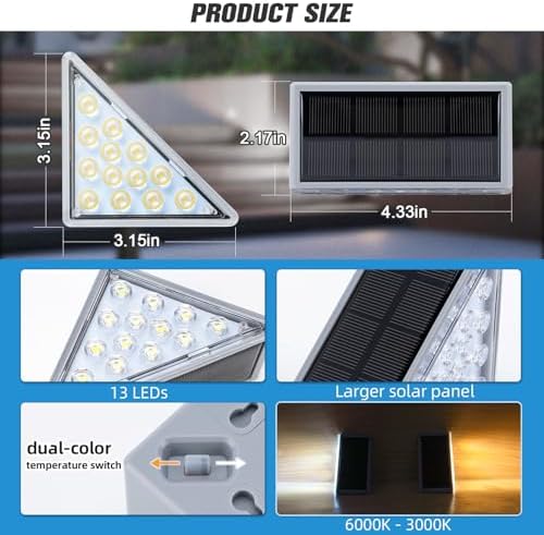 NIORSUN Solar Step Lights 24 Pack - Outdoor Stair Lights with 3000K Warm White & 6000K Cool Daylight, IP67 Waterproof, Auto On/Off, Super Bright for Deck, Patio, Steps - Image 5
