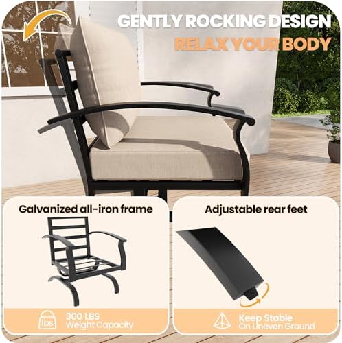 Gotland Metal Outdoor Patio Furniture Set with Coffee Table, 4 Piece Patio Conversation Set with Washable Cushion Covers, Metal Frame Sectional Sofa Furniture Set for Porch, Balcony, Deck, Yard - Image 3