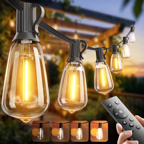 addlon 100FT Outdoor String Lights ST38 LED with Remote Waterproof Dimmable by addlon