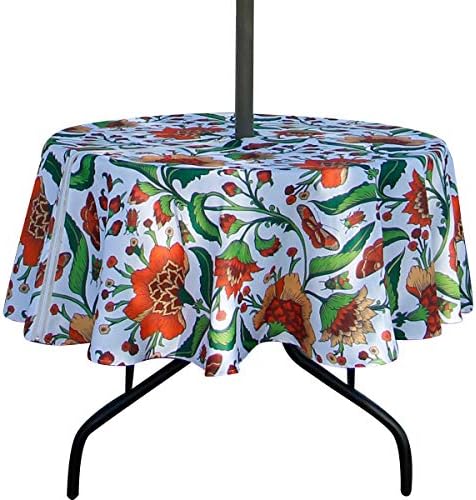 EHouseHome Outdoor and Indoor 60inch Round Tablecloth with Umbrella Hole and Zipper, Waterproof Zippered Patio Cloths, Spring/Summer Table Covers for Backyard Circular Table/BBQs/Picnic by EHouseHome