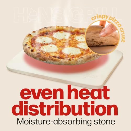 Hans Grill Rectangular Pizza Stone with Peel, 15 x 12 Inch Cordierite Stone - Image 3