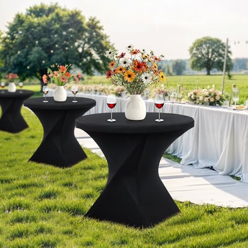 SUPER DEAL 32in Cocktail Table, Indoor Outdoor Portable High Top Table, Plastic Round Bar Height Folding Table for Party Wedding Event, White - Image 4