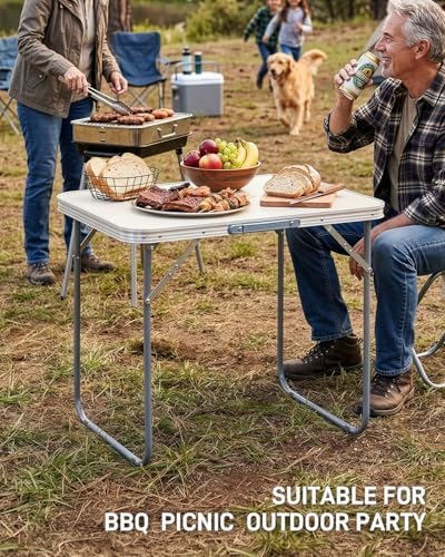 Outvita 2.3ft Portable Folding Camping Table Lightweight Suitcase White - Image 2