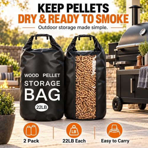 2 Pack 22LB Wood Pellet Storage Containers Waterproof Charcoal Storage Bin - Image 2
